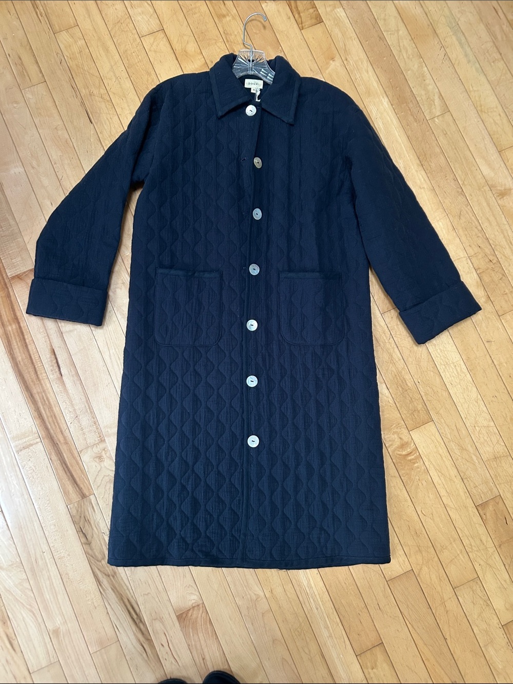 NWT DONNI. Quilted Navy Coat